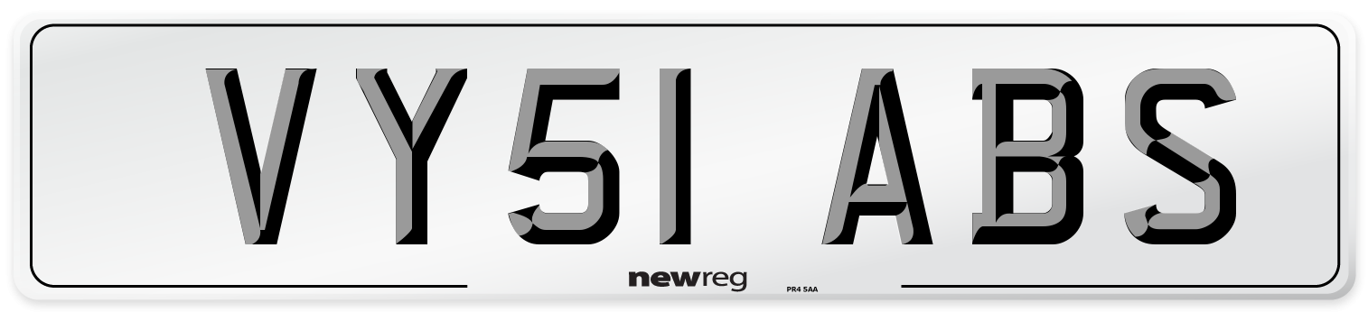 VY51 ABS Number Plate from New Reg